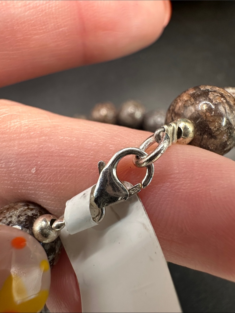 Chocolate Snowflake Obsidian Sterling 925 18” - Picture 3 of 4